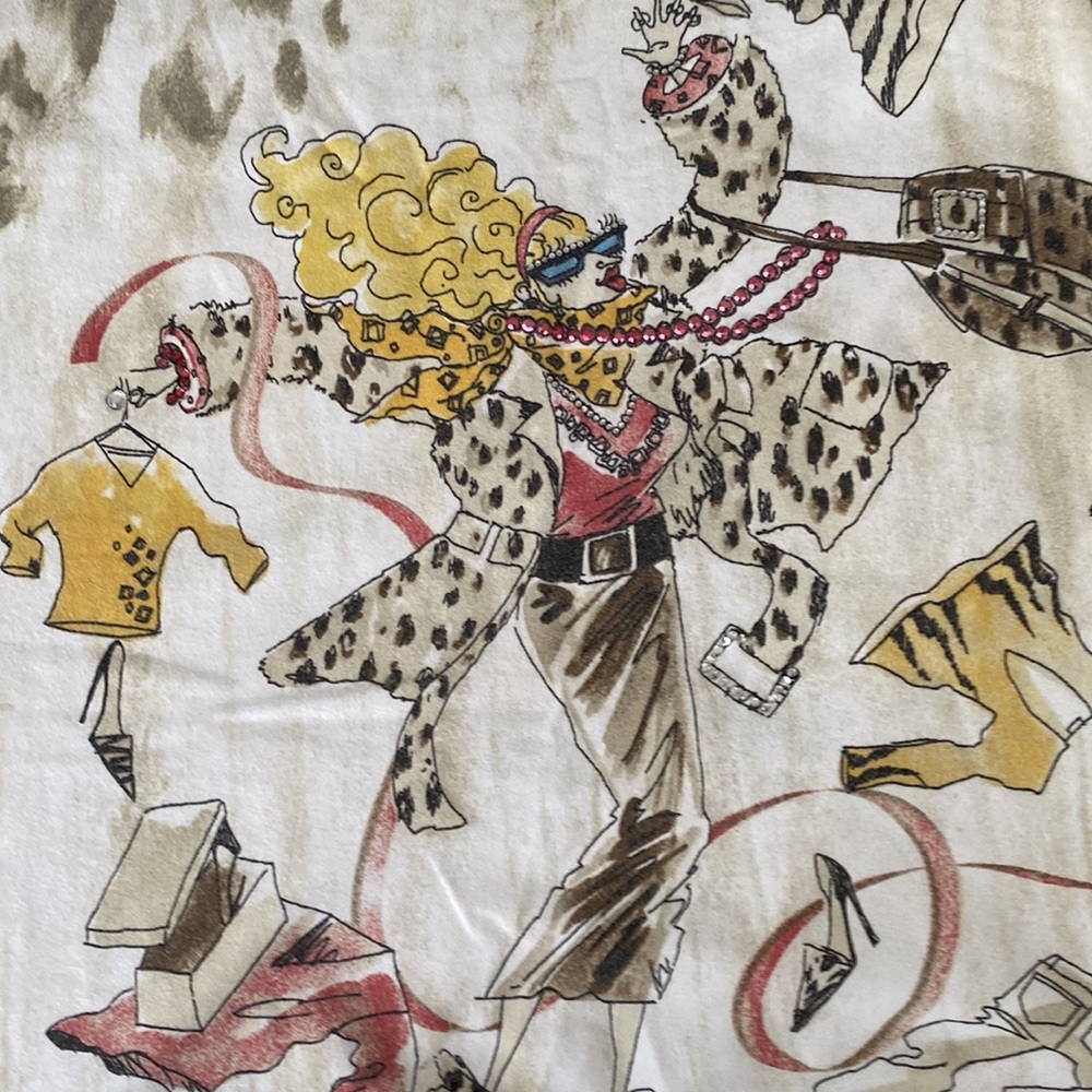 Chico’s tee shirt 3/4 sleeve embellished rhinestone big leopard background